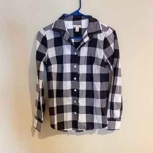 Jcrew black check button up shirt